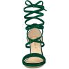 image:imageAllegra K Womens Faux Velvet Lace Up Chunky Dark Green Heel Strappy Sandals 10 m US