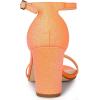 image:imageAllegra K Womens Glitter Ankle Strap Chunky Heels Orange Sandals  7 M US