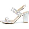 image:imageAllegra K Womens Slingback Block Heel Ankle Strap SandalsSilver