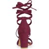 image:imageAllegra K Womens Strappy Lace Up Chunky High Heels Burgundy Heels Sandals 9 M US