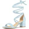 image:imageAllegra K Womens Lace Up Mid Chunky Heeled Sky Blue Sandals 75 M US
