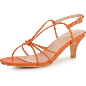 image:imageAllegra K Womens Strappy Slingback Kitten Heels SandalsOrange