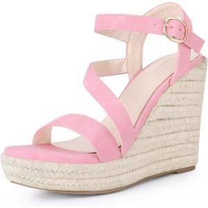 image:imageAllegra K Womens Wedges Heels Platform Strappy Ankle Strap Espadrilles Wedge SandalsPink