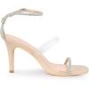 image:imageAllegra K Womens Diamond Heels Square Toe Ankle Strap Stiletto Heels SandalBeige