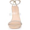image:imageAllegra K Womens Diamond Heels Square Toe Ankle Strap Stiletto Heels SandalBeige