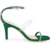 image:imageAllegra K Womens Diamond Heels Square Toe Ankle Strap Stiletto Heels SandalGreen