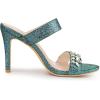 image:imageAllegra K Womens Glitter Rhinestone Stiletto Heels Green Sandals 9 m US