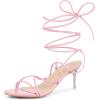 image:imageAllegra K Womens Lace Up Open Toe Open Toe Strappy Stiletto Heels Pink Sandals  6 M US