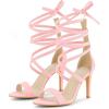 image:imageAllegra K Womens Open Toe Stiletto Heel Lace Up Heels SandalsPink