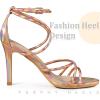 image:imageAllegra K Womens Open Toe Strappy Straps Stiletto Heel Rose Gold Sandals 7 M US