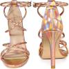 image:imageAllegra K Womens Open Toe Strappy Straps Stiletto Heel Rose Gold Sandals 9 M US