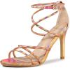 image:imageAllegra K Womens Open Toe Strappy Straps Stiletto Heel Rose Gold Sandals 9 M US