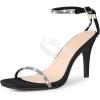 image:imageAllegra K Womens Diamond Heels Square Toe Ankle Strap Stiletto Heels SandalBlack