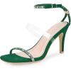 image:imageAllegra K Womens Diamond Heels Square Toe Ankle Strap Stiletto Heels SandalGreen