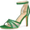 image:imageAllegra K Womens Glitter Ankle Strap Grass Green Stiletto Heels Sandals 9 m US