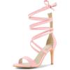 image:imageAllegra K Womens Open Toe Stiletto Heel Lace Up Heels SandalsPink