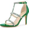 image:imageAllegra K Womens Rhinestone Ankle Strap Stiletto High Green Heel Sandals 7 m US