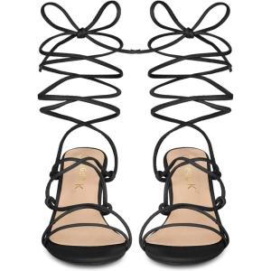 image:imageAllegra K Womens Lace Up Open Toe Open Toe Strappy Stiletto Heels Black Sandals  7 M US