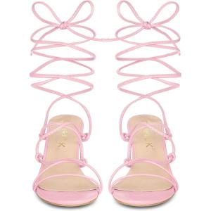 image:imageAllegra K Womens Lace Up Open Toe Open Toe Strappy Stiletto Heels Pink Sandals  6 M US