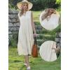 image:imageAllegra K Linen Dress for Women Sleeveless V Neck Bow Tie Ruffle Collar Flowy Tiered Midi DressesApricot