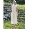 image:imageAllegra K Linen Dress for Women Sleeveless V Neck Bow Tie Ruffle Collar Flowy Tiered Midi DressesApricot