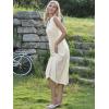 image:imageAllegra K Linen Dress for Women Sleeveless V Neck Bow Tie Ruffle Collar Flowy Tiered Midi DressesApricot