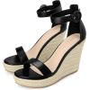 image:imageAllegra K Wedges Sandal Platform Open Toe Ankle Strap Espadrille Wedge Heel Sandals for WomenBlack