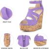 image:imageAllegra K Womens Platform Peep Toe Cutout Caged Cork Wedge Heel SandalsPurple