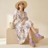 image:imageAllegra K Womens Platform Peep Toe Cutout Caged Cork Wedge Heel SandalsPurple