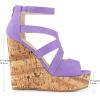 image:imageAllegra K Womens Platform Peep Toe Cutout Caged Cork Wedge Heel SandalsPurple