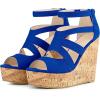 image:imageAllegra K Womens Platform Peep Toe Cutout Caged Cork Wedge Heel SandalsRoyal Blue