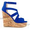 image:imageAllegra K Womens Platform Peep Toe Cutout Caged Cork Wedge Heel SandalsRoyal Blue