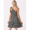 image:imageAllegra K Womens Summer Sleeveless Boho Floral Mini Dress One Shoulder Tie Ruffle Swing Beach Casual Short DressBlack