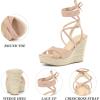 image:imageAllegra K Womens Wedges Espadrilles Cross Strap Lace Up Platform Wedge Heels SandalsPink