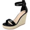 image:imageAllegra K Wedges Sandal Platform Open Toe Ankle Strap Espadrille Wedge Heel Sandals for WomenBlack