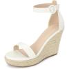 image:imageAllegra K Wedges Sandal Platform Open Toe Ankle Strap Espadrille Wedge Heel Sandals for WomenWhite