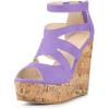 image:imageAllegra K Womens Platform Peep Toe Cutout Caged Cork Wedge Heel SandalsPurple
