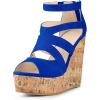 image:imageAllegra K Womens Platform Peep Toe Cutout Caged Cork Wedge Heel SandalsRoyal Blue