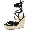 image:imageAllegra K Womens Wedges Espadrilles Cross Strap Lace Up Platform Wedge Heels SandalsBlack