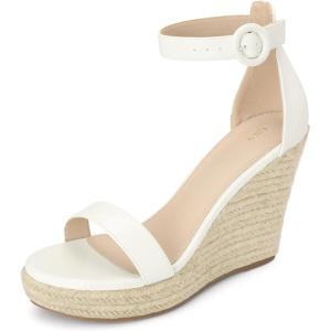 image:imageAllegra K Wedges Sandal Platform Open Toe Ankle Strap Espadrille Wedge Heel Sandals for WomenWhite