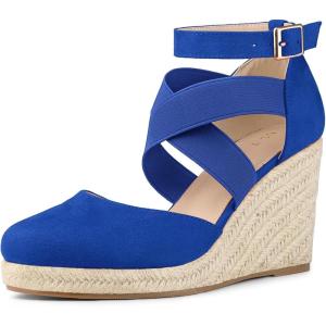 image:imageAllegra K Womens Espadrilles Closed Toe Wedges Heels SandalsRoyal Blue
