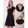 image:imageAllegra K Casual V Neck Sundress for Womens Ruffle Sleeve ALine Flowy Tiered Knee Length Dress with PocketsBlack