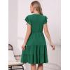 image:imageAllegra K Casual V Neck Sundress for Womens Ruffle Sleeve ALine Flowy Tiered Knee Length Dress with PocketsDark Green