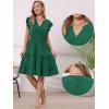 image:imageAllegra K Casual V Neck Sundress for Womens Ruffle Sleeve ALine Flowy Tiered Knee Length Dress with PocketsDark Green