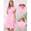 image:imageAllegra K Casual V Neck Sundress for Womens Ruffle Sleeve ALine Flowy Tiered Knee Length Dress with PocketsPink
