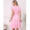 image:imageAllegra K Casual V Neck Sundress for Womens Ruffle Sleeve ALine Flowy Tiered Knee Length Dress with PocketsPink
