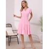 image:imageAllegra K Casual V Neck Sundress for Womens Ruffle Sleeve ALine Flowy Tiered Knee Length Dress with PocketsPink