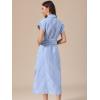 image:imageAllegra K Shirt Dresses for Women Casual Button Down Tie Waist Side Slit Summer Striped Midi DressesBlue and White