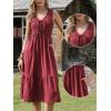 image:imageAllegra K Sleeveless Dress for Women V Neck Bow Tie Smocked A Line Summer Casual Tiered Midi DressesBurgundy