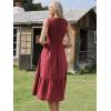 image:imageAllegra K Sleeveless Dress for Women V Neck Bow Tie Smocked A Line Summer Casual Tiered Midi DressesBurgundy